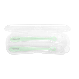 Kit Colheres de Silicone com Estojo 2 unidades Verde - Kikkaboo