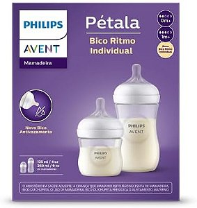 Kit Duplo Mamadeira Pétala Transparente 125ml + 260ml - Avent