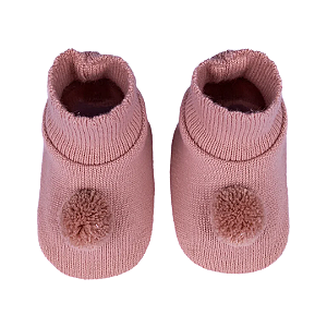 Sapatinho Pompom Rosê Liso - Sanches Baby
