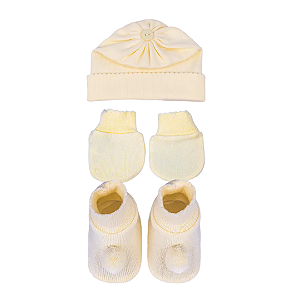 Kit 3 Peças Tricot Amarelo Pompom - Sanches Baby