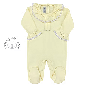 Macacão Babadinho Amarelo - Algodão egípcio - Verive