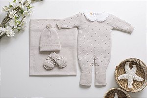 Kit Saída Maternidade Retro Centeio Bege 5 Peças - Arcobaleno