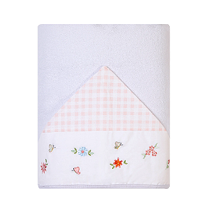 Toalha de Banho Atoalhada Forrada com Capuz Floralzinho 90cm X 80Cm - Papi