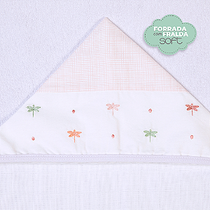 Toalha de Banho Atoalhada Forrada com Capuz Libélula 90cm X 80Cm - Papi
