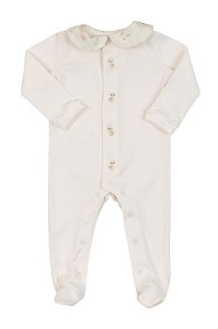 Macacão longo com Gola Offwhite Patinhos - Coquelicot