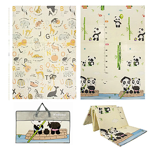Tapete Infantil Atividades Dupla Face Emborrachado dobrável Creme - KaBaby