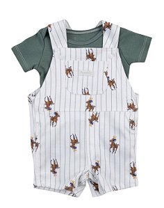 Jardineira 2 peças Verde Cavalos - Coquelicot