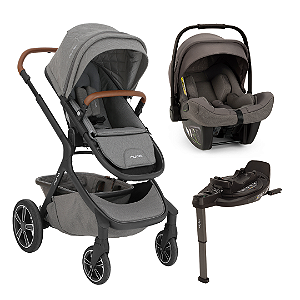 Combo Demi Grow Cinza Oxford + Bebê Conforto Pipa Next + Base Curv - Nuna