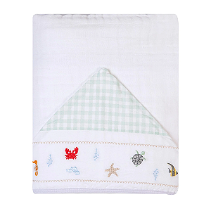 Toalha De Banho Soft Bordados Com Capuz Fundo do Mar - Papi