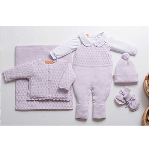 Kit Saída Maternidade Vintage Orchid Ice Lilás 6 Peças - Arcobaleno