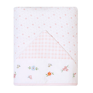 Toalha de Banho Felpuda Bordados Papi Forrada Com Capuz Floralzinho
