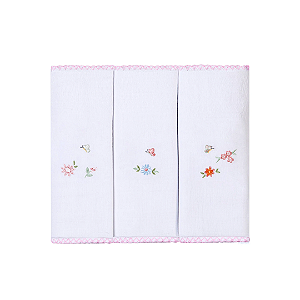 Paninho de Boca Bordados Floralzinho 3 Peças - Papi