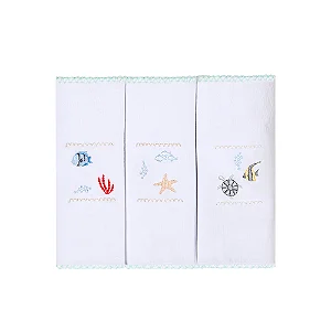 Paninho de Boca Bordados Fundo do Mar 3 Peças - Papi