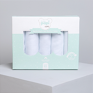 Fralda Papi Soft Branca com Bainha Caixa com 5 Unid - Papi