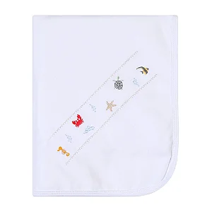 Manta de Suedine Bordados Papi Forrada Fundo do Mar