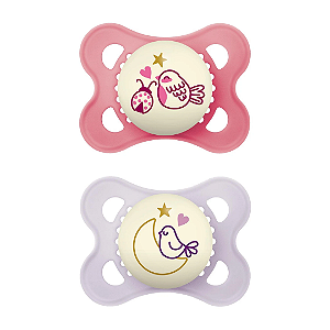 Chupeta MAM Original Night 0-6 meses Embalagem Dupla Rosa - Brilha no Escuro