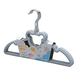 Cabide Veludo Urso Azul com 5 Unidades - Clingo