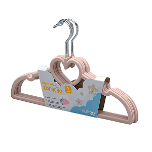 Cabide Veludo Coração com 5 Unidades - Clingo