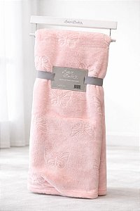 Manta Carved Borboleta Rosa Bebê - Laço Bebê