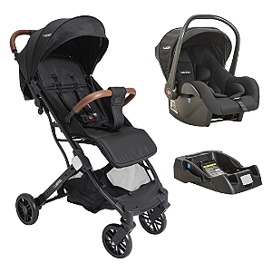 Trio Carrinho Sprint III Preto + Bebê conforto Casulo Click + Base - Kiddo