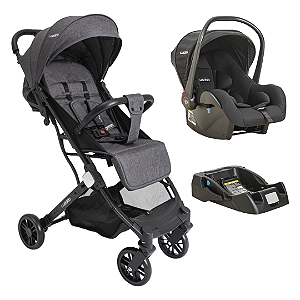Trio Carrinho Sprint III Melange Grafite+ Bebê conforto Casulo Click + Base - Kiddo