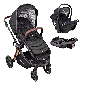 Carrinho Polux Trio Travel System Preto Gold - Premium Baby