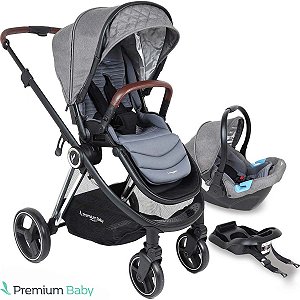 Carrinho Polux Trio Travel System Cinza Chrome - Premium Baby