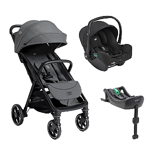 Trio Parcel LX Ebony com Bebê Conforto i-Snug e Base Isofix - Joie