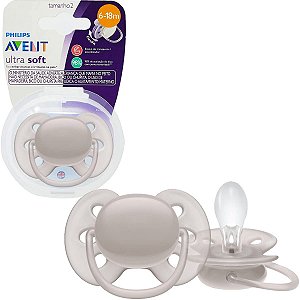 Chupeta Ultra Soft 6 à 18 meses Cinza - Avent