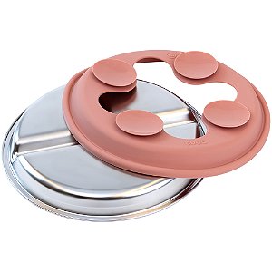 Pratinho em Aço Inoxidável E Silicone com Ventosa Rosa - Buba