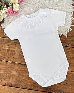 Body Renda Jardim Branco - 0 a 3 meses 100% Algodão