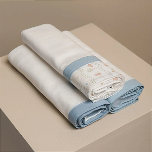 Cueiro Manta com Faixa Papi Encantos Tratorzinho 80 Cm X 80 Cm - 03 Unidades
