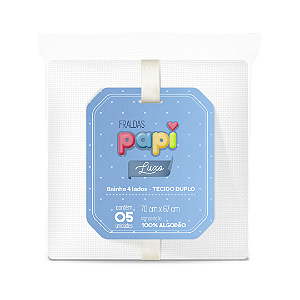 Fralda Papi Luxo Com Bainha Branca 70Cm X 67Cm 05 Unid
