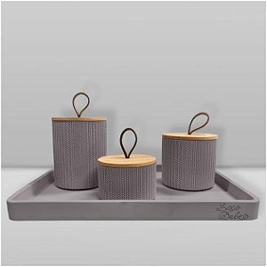 Kit De Higiene Twist 4 Peças Cinza - Laço Bebê