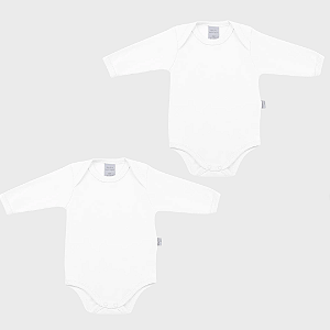 Kit Body Manga Longa Suedine Prime Cotton Branco 2 unid - Piu Piu