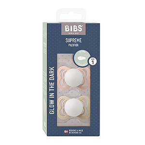 Chupetas Brilham no Escuro Rosa Bebê e Baunilha Tam 1 (Kit com duas) - Bibs