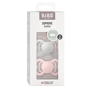 Chupetas Supreme Cinza Claro e Rosa Bebê Tam 2 (Kit com duas) - Bibs