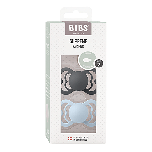 Chupetas Supreme Grafite e Azul Bebê Tam 2 (Kit com duas) - Bibs