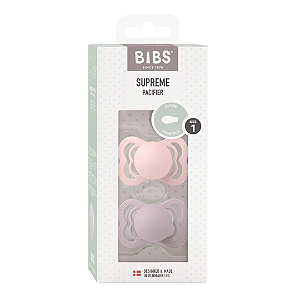 Chupetas Supreme Rosa Bebê e Lilás Tam 1 (Kit com duas) - Bibs