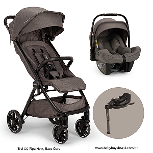 Trio Carrinho Trvl LX Cinza Thunder + Bebê conforto Pipa Next e Base Curv - Nuna