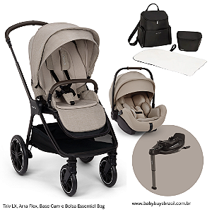 Kit Carrinho Triv LX Chateau + Arra Flex + Base Curv + Bolsa Essential Bag - Nuna