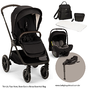 Kit Carrinho Triv LX Caviar + Pipa Next + Base Curv + Bolsa Essential Bag - Nuna