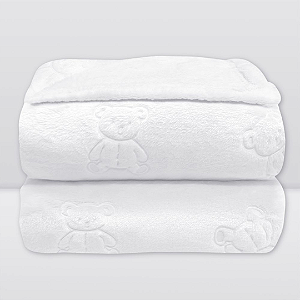 Manta Carved Urso Branco - Laço Bebê