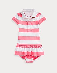 Romper Ralph Lauren Listras Azul e Branco - Baby Buys Brasil