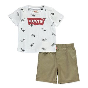 Conjunto Levi's Camiseta Branca e Bermuda Cáqui