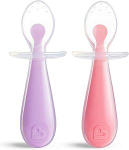 Kit de colher em silicone - Munchkin (Rosa e Roxa)