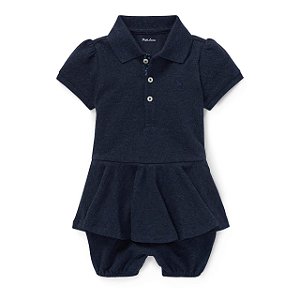 Romper Ralph Lauren Listras Azul e Branco - Baby Buys Brasil