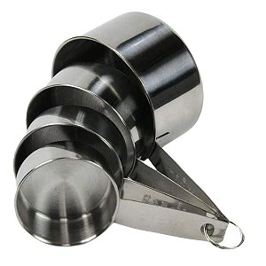 Conjunto Xícaras Medidoras Inox 60ml 80ml 120ml 250ml Casita