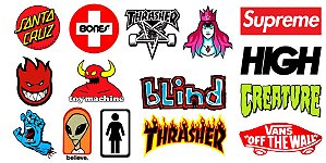 Cartela de adesivos Custom *Skate Brands* 15 Mini Adesivos (Destacáveis)(Miniatura)