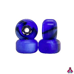 Rodas marca Leefai modelo *Premium Swirl* Urethane Formula 80D (7.5x4.5mm) cor ''Azul Swirl''